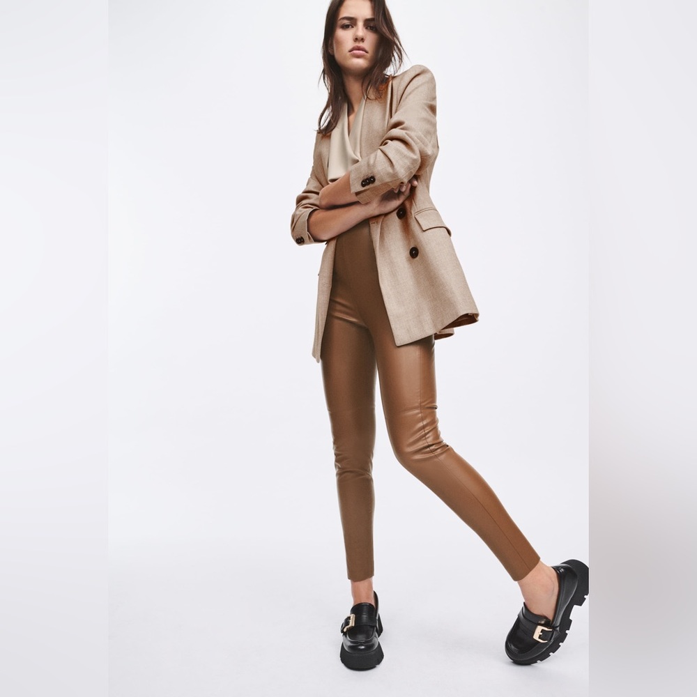 Zara brown faux leather leggings